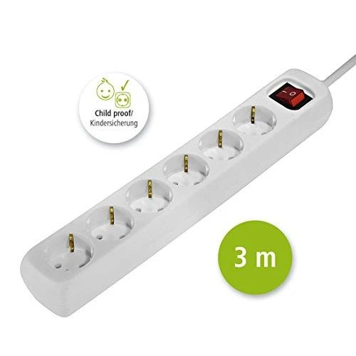Hama Steckdosenleiste 6-fach, mit Schalter 3 m, Weiß