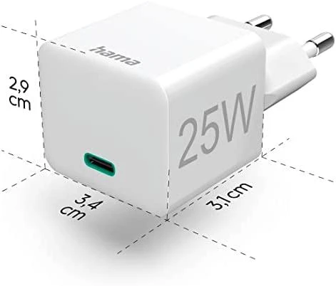Hama mini 25W PD/QC 3.0 1x USB-C balta