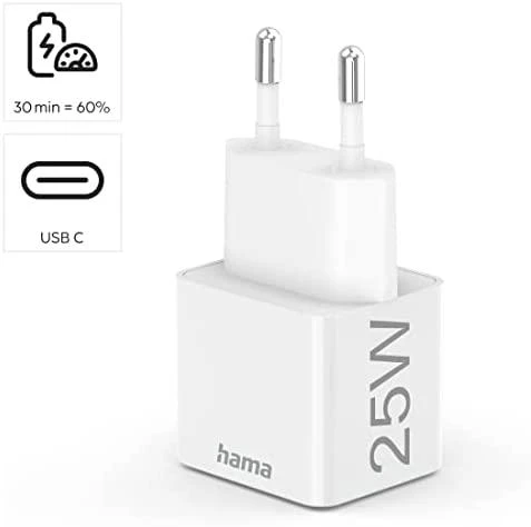 Hama mini 25W PD/QC 3.0 1x USB-C balta