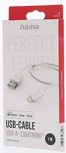 Hama USB-A - Lightning, 1,0m balta