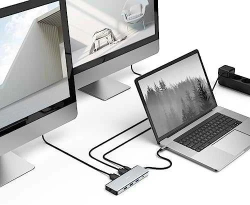 Nešiojamojo kompiuterio prijungimo stotis Hama Connect 2 Media USB-C / 100W