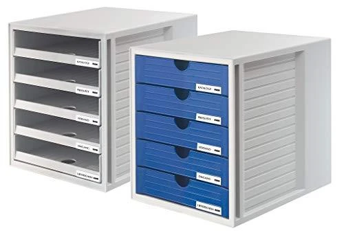 HAN Rinkinys 5 SZUFLADEK SYSTEM-BOX HAN A4 POLISTYREN SZARO-Mėlynas - HN145014-10