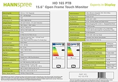 Monitorius Carruzzo Hannspree Open Frame HO165PTB ženklų ekranas 39,6 cm (15.6″) LED 250 cd/m² „Full HD“ Juoda Lietimui jautrus ekranas 24/7