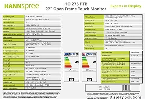 Monitorius Hannspree HO275PTB LED 27-inch Jutiklinis ekranas Monitorius