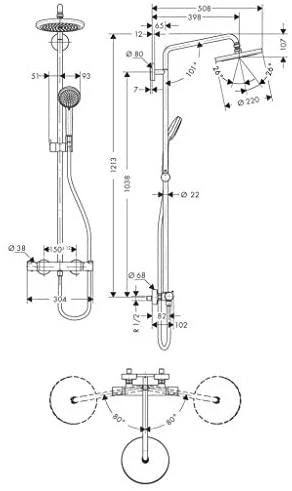 Dušo komplektas Hansgrohe Croma 220, 27185000