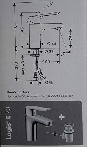 Praustuvo maišytuvas Hansgrohe Logis E 71160000