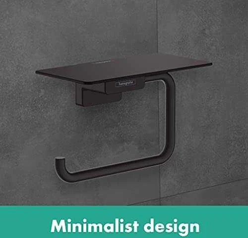 Tualetinio popieriaus laikiklis su lentynėle Hansgrohe AddStoris 41772670, juodas matinis