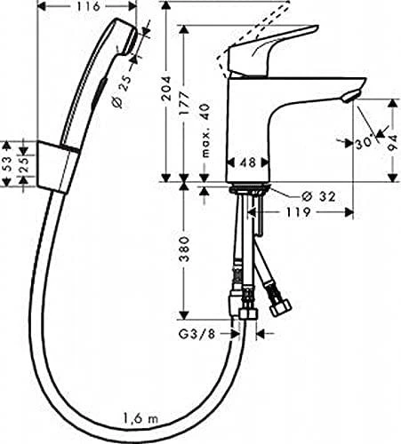 Maišytuvas praustuvui Hansgrohe Focus 100 su bidete, 31927000
