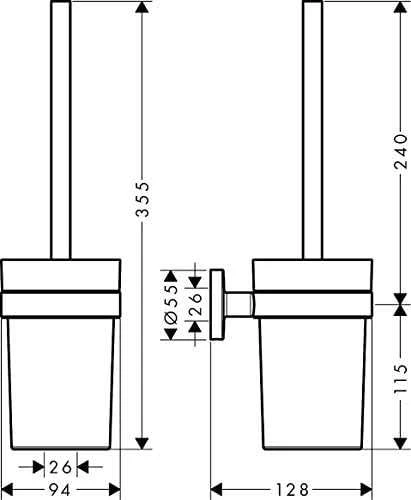 Prie sienos montuojamas tualeto šepetys Hansgrohe Logis Universal 41722000