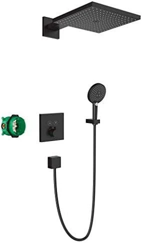 Potinkinės, termostatinės dušo sistemos komplektas Hansgrohe Raindance E 27939670, juodas matinis