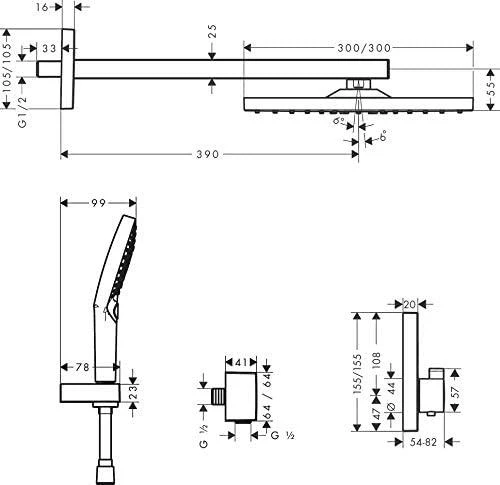 Potinkinės, termostatinės dušo sistemos komplektas Hansgrohe Raindance E 27939670, juodas matinis
