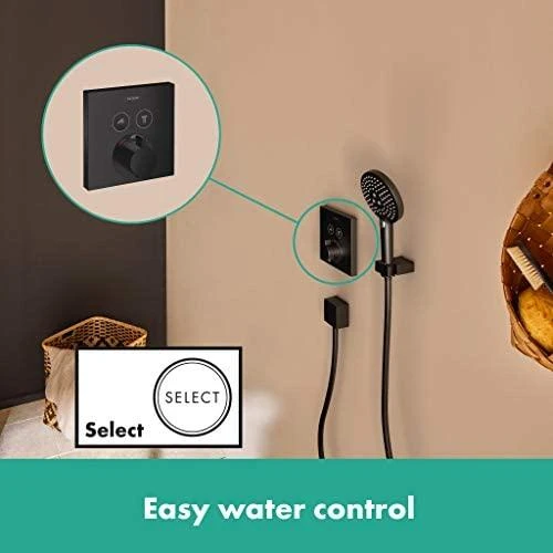 Potinkinės, termostatinės dušo sistemos komplektas Hansgrohe Raindance E 27939670, juodas matinis