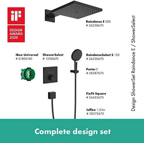 Potinkinės, termostatinės dušo sistemos komplektas Hansgrohe Raindance E 27939670, juodas matinis