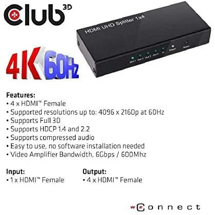 Club 3D CLUB3D HDMI 2.0 UHD skirstytuvas, 4 prievadai