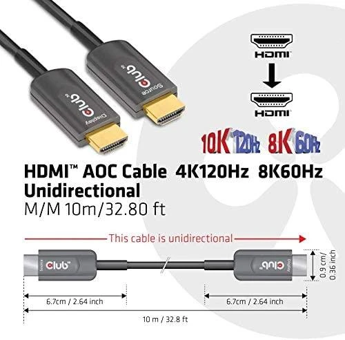 Club 3D HDMI AOC Kabelis 10m Ultra High Speed 4K120Hz, 8K60Hz St. / St.