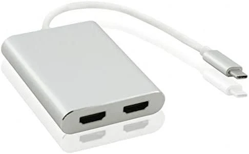 „helos“ skirstytuvas USB 3.1 C tipo kištukas / 2x HDMI lizdas, PREMIUM 4K, sidabrinis