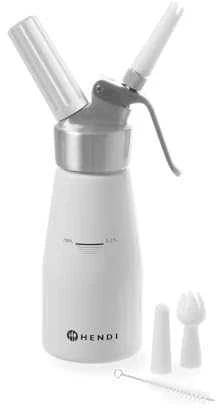 N2O Kitchen Line Rinkinys plaktos grietinėlės sifonas + 3 antgaliai 0,25L - balta - HENDI 588031