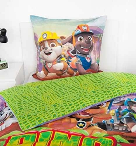 MCU Patalynė bawełniana 135x200 Psi Patrol Dino žalia kolorowa poszewka 80x80 H24