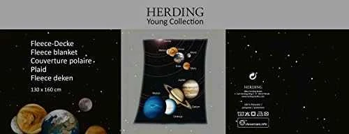 Herding Flisinė antklodė 130x160 Juoda planet space spalvinga vaikiška antklodė H23
