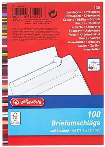 Herlitz Herlitz Briefumschlag C6 haftklebend o.Fenster 100er Pack