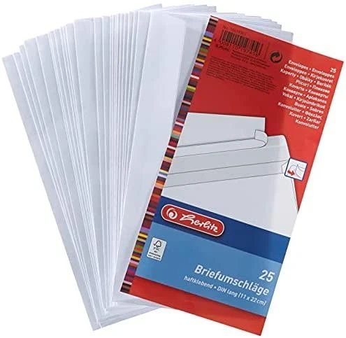 Herlitz DL vokai, komplektas po 25 vienetus