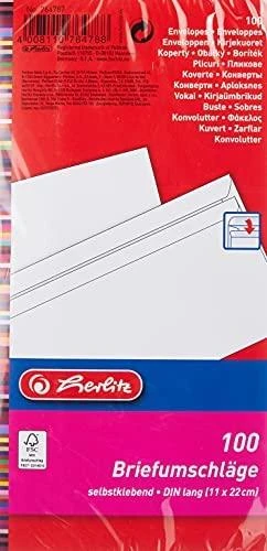 Herlitz Briefumschlag DL selbstklebend o.Fenster 100er Pack