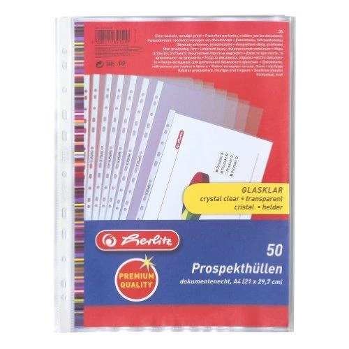Herlitz A4 įmautės, 50 vienetų pakuotė