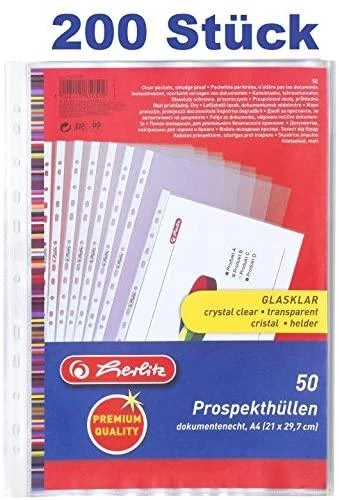 Herlitz Marškinėliai na dokumenty A4 permatomas Premium opakowanie 50 vnt