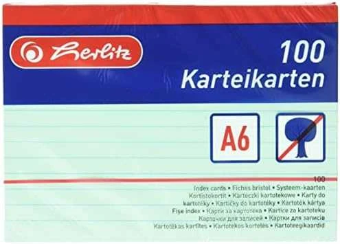 Herlitz A6 užrašų kortelės pakuotė 100 vnt