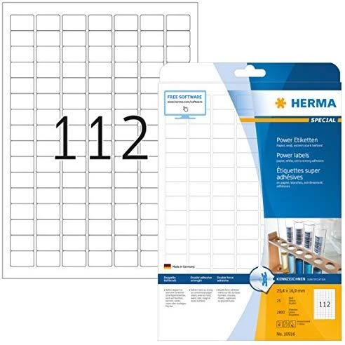 Herma lipnios etiketės A4, 25,4 x 16,9 mm, pagamintos iš popieriaus - 10916