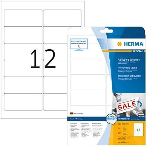 HERMA 4348 etiketė spausdinimui Balta Lipni spausdintuvo etiketė