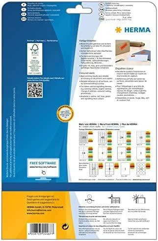 Herma Etykiety kolorowe 4467, A4, 70 x 37 mm, papier matinė raudona, 480 vnt (4467)
