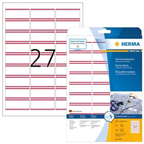 Herma Nuimamos tekstilės etiketės A4,- 4512