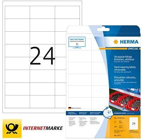 HERMA 4573 lipni etiketė Balta Keičiama 480 vnt