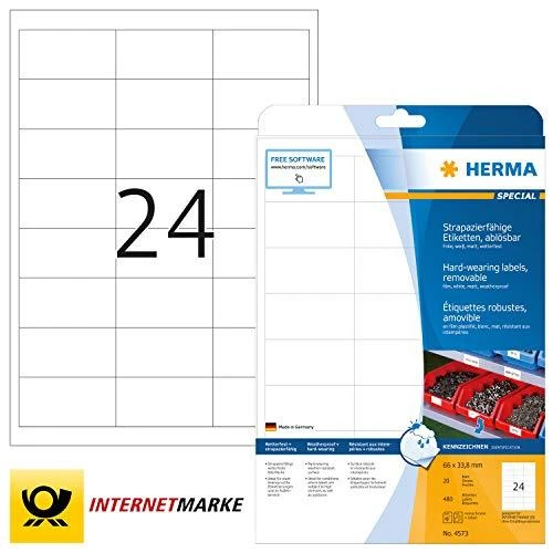 HERMA 4573 lipni etiketė Balta Keičiama 480 vnt