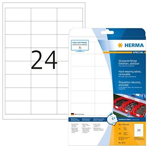HERMA 4573 lipni etiketė Balta Keičiama 480 vnt