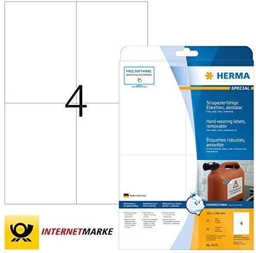 HERMA 4576 lipni etiketė Balta Keičiama 80 vnt