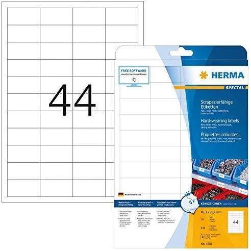 Herma Etik. patvarus A4 balta 48,3x25,4 mm neperšlampamas 440 St.