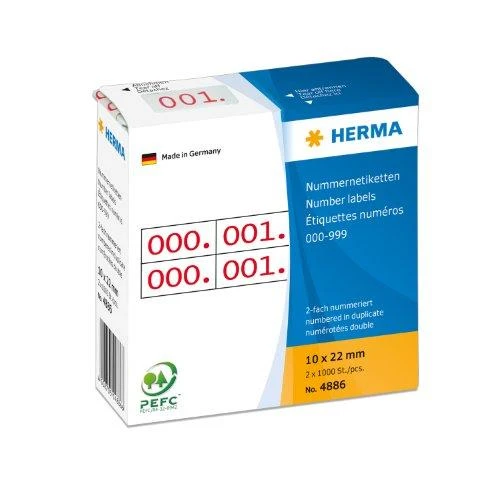 Herma Lipnios etiketės 2x / 10x22mm raudona-Balta (4886)