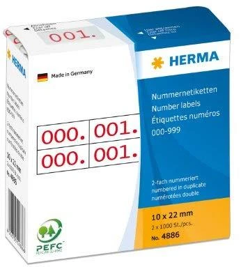 Herma Lipnios etiketės 2x / 10x22mm raudona-Balta (4886)