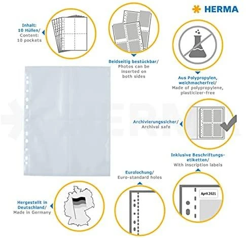 HERMA 7585 įmautė dokumentams 100 x 150 mm Polipropilenas (PP) 10 vnt