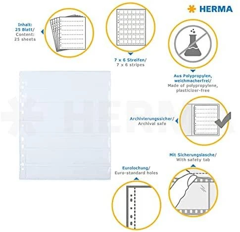 Herma Skaidrios įmautės 7 x 6 negatyvo juostelėms 25 vnt., 7762