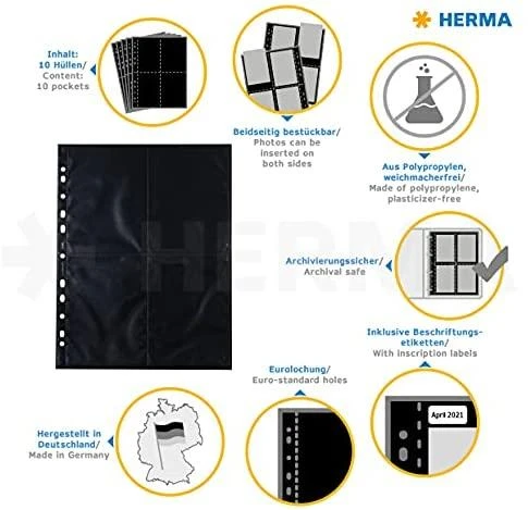 Nuotraukų rėmelis HERMA 7785 įmautė dokumentams 100 x 150 mm Polipropilenas (PP) 10 vnt