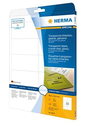 HERMA 8018 etiketė spausdinimui Permatomas Lipni spausdintuvo etiketė