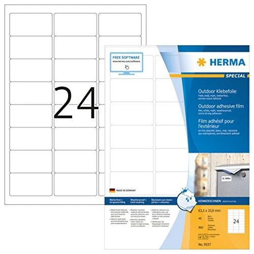 Carruzzo HERMA 9537 lipni etiketė Stačiakampis Balta 960 vnt