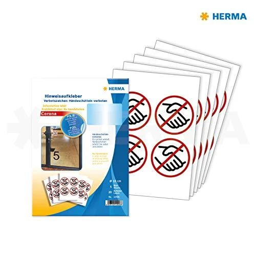 Herma HERMA Hinweisetiketten Händeschütteln juodas/raudona/baltas 20St.