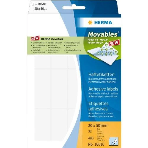 Herma Herma Label 20x50 mm, balta, 480 vnt (10610)