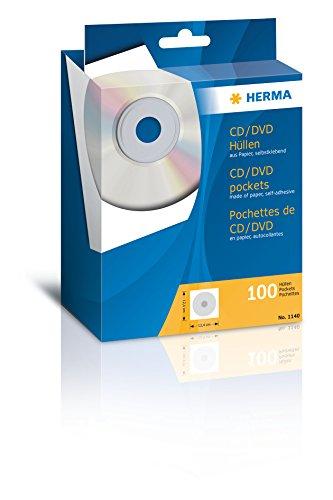 Herma CD/DVD rankovės 124x124 100 vnt baltos lipnios 1140
