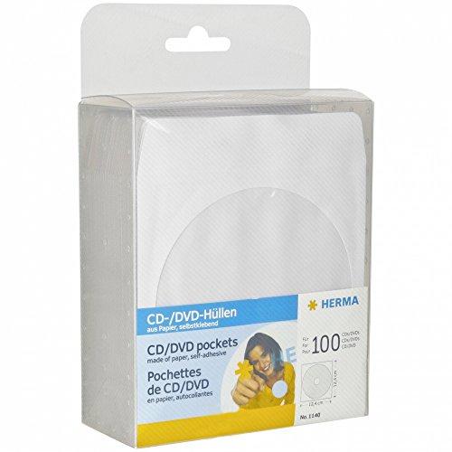 Herma CD/DVD rankovės 124x124 100 vnt baltos lipnios 1140