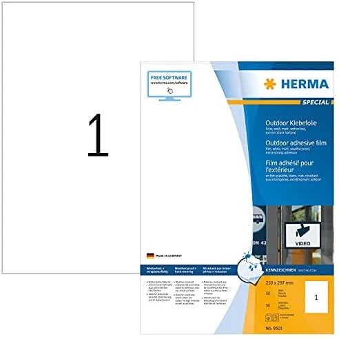 HERMA 9501 lipni etiketė Balta Stačiakampis Ilgalaikis 50 vnt